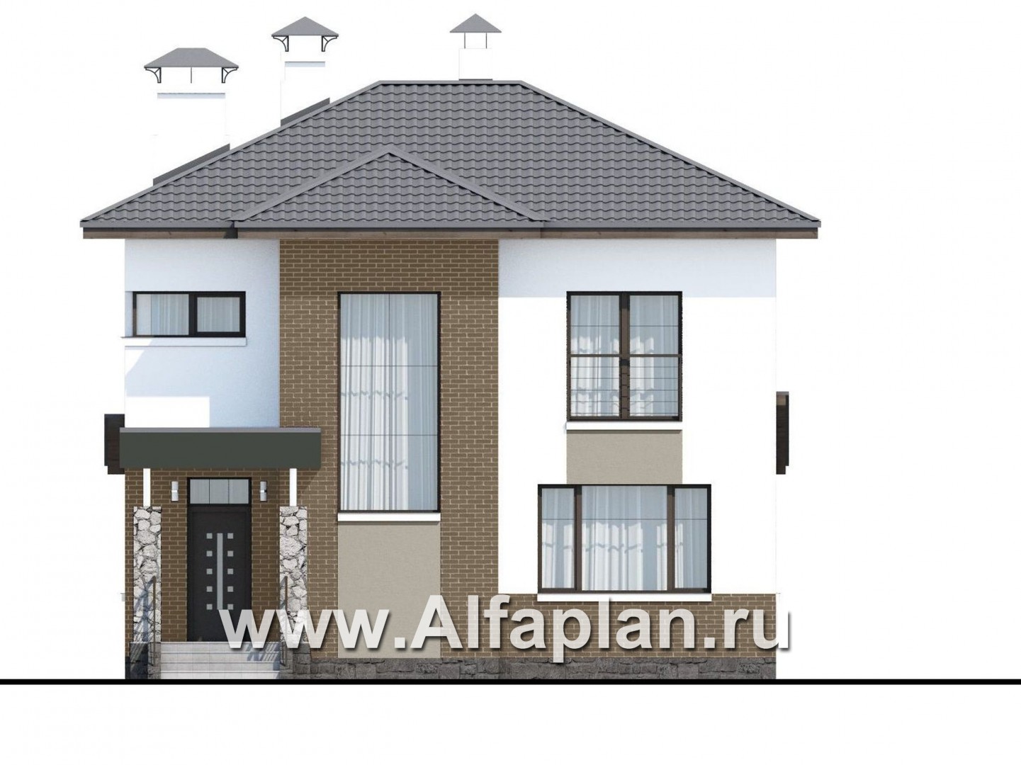 Проекты домов Альфаплан - «Приоритет» - экономичный и комфортный современный дом - изображение фасада №1