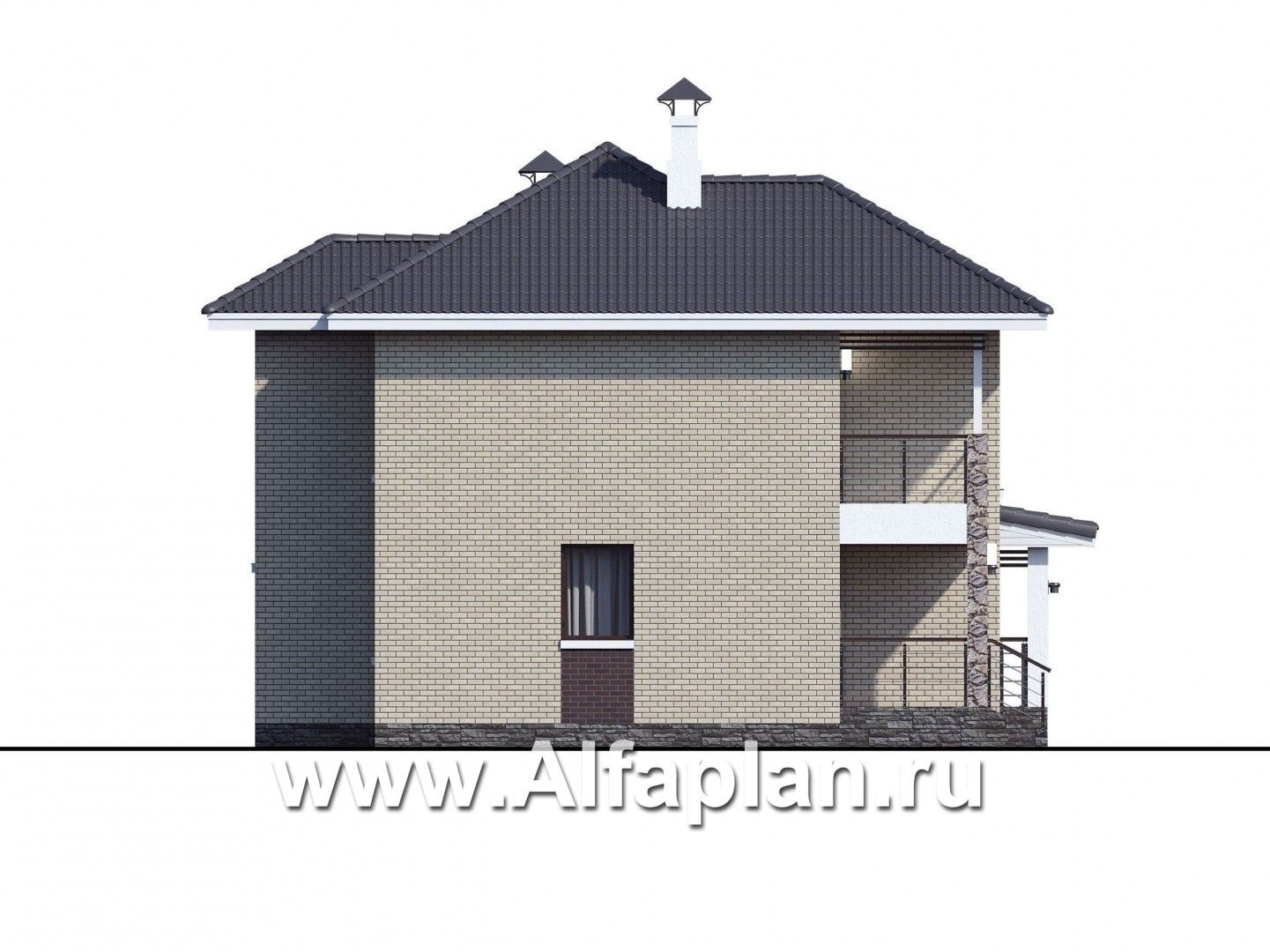 Проекты домов Альфаплан - «Саар»- современный двухэтажный дом с террасой - изображение фасада №3