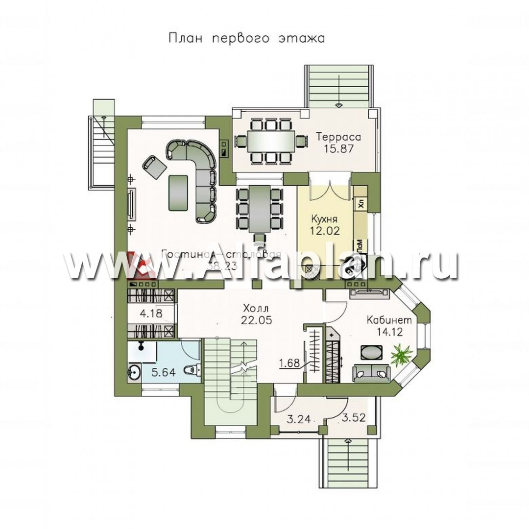 Проекты домов Альфаплан - «Маленький принц» - компактный коттедж с цокольным этажом - изображение плана проекта №2