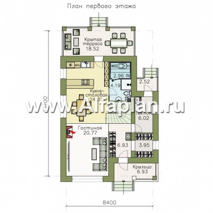 Проекты домов Альфаплан - «Западный бриз» - рациональный дом с удобным планом - превью плана проекта №1