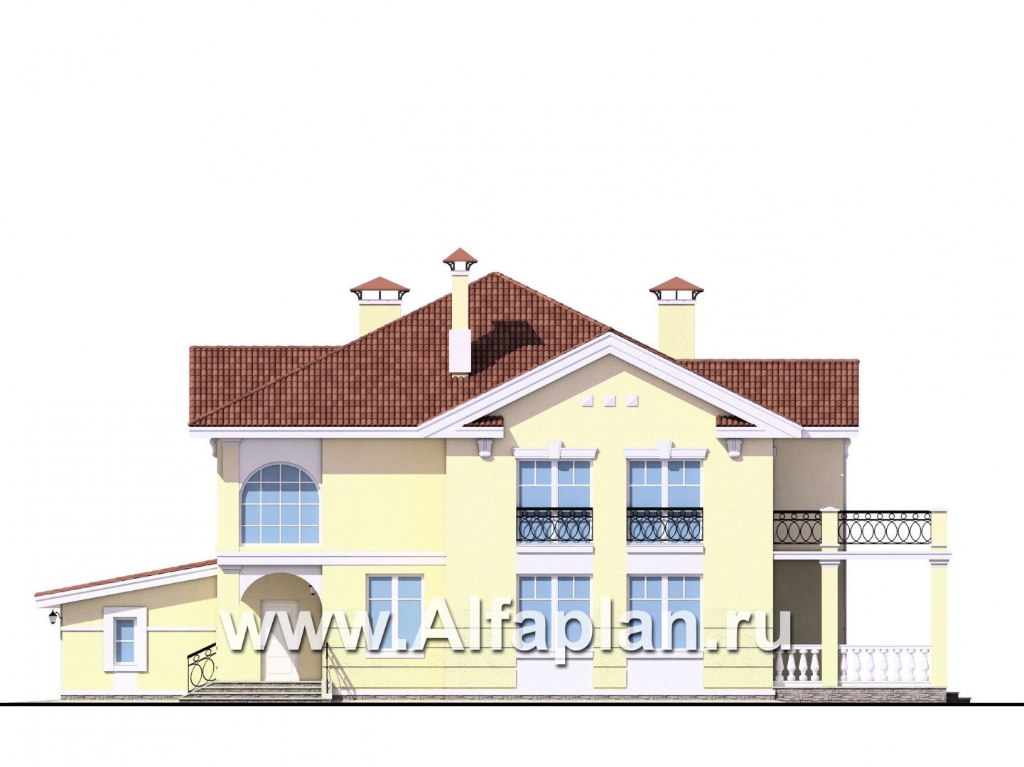 Проекты домов Альфаплан - «Елагин» - классический особняк с комфортной планировкой - изображение фасада №2