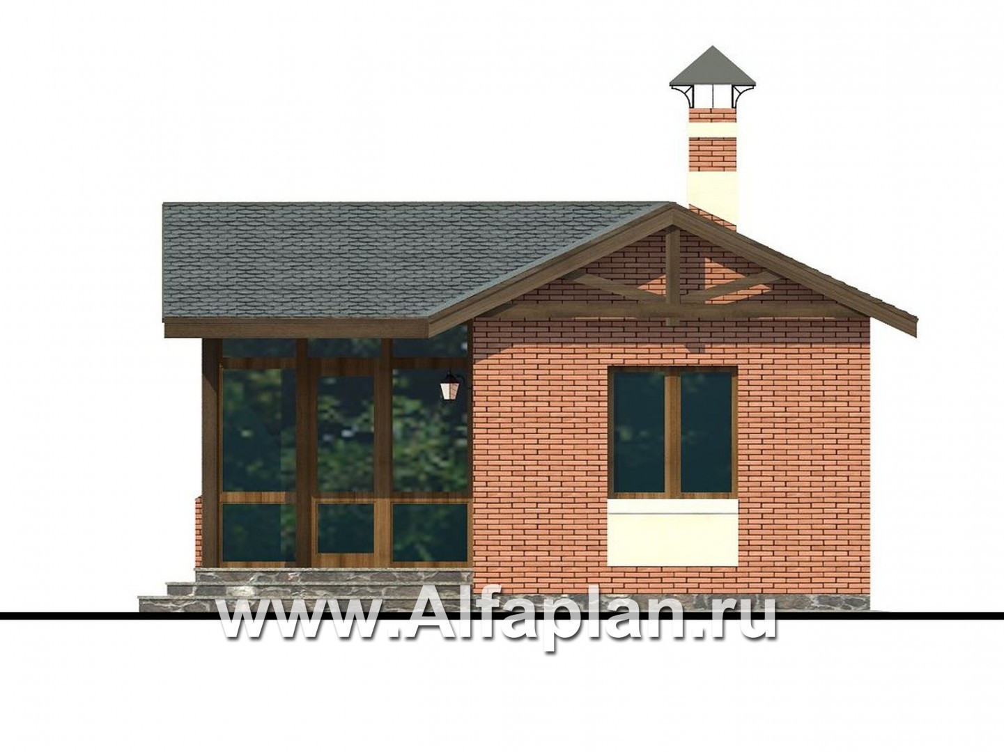 Проекты домов Альфаплан - Баня с уютной верандой - изображение фасада №2