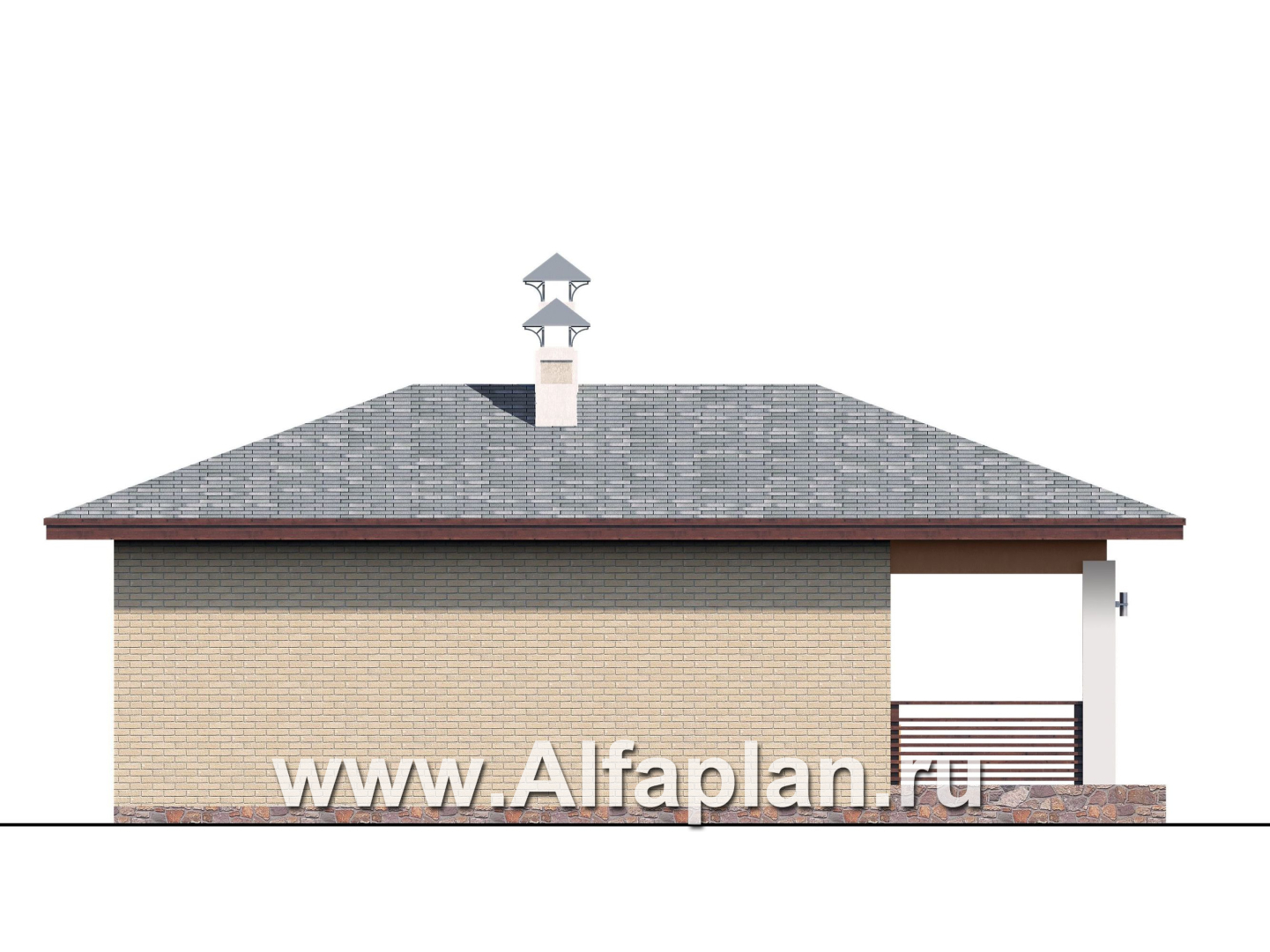 Проекты домов Альфаплан - Гостевой дом с баней и уютной террасой - изображение фасада №3